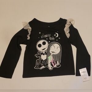 Kohl's Black Long Sleeve Tee with With Ruffles, Jack And Sally From TNBC, 4